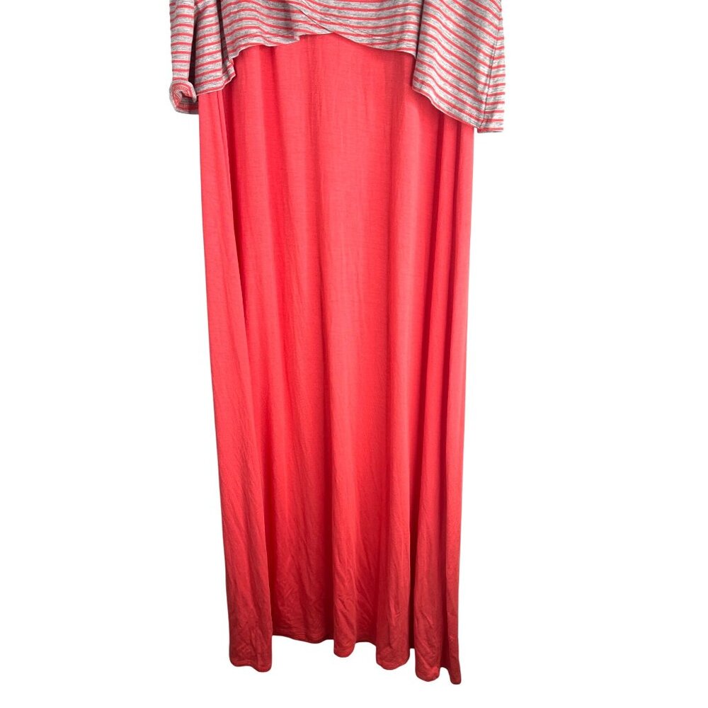 Chelsea & Theodore Coral Pink Striped Sleeveless Maxi Dress XL Relaxed Summer Fi - Picture 8 of 11